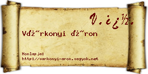 Várkonyi Áron névjegykártya